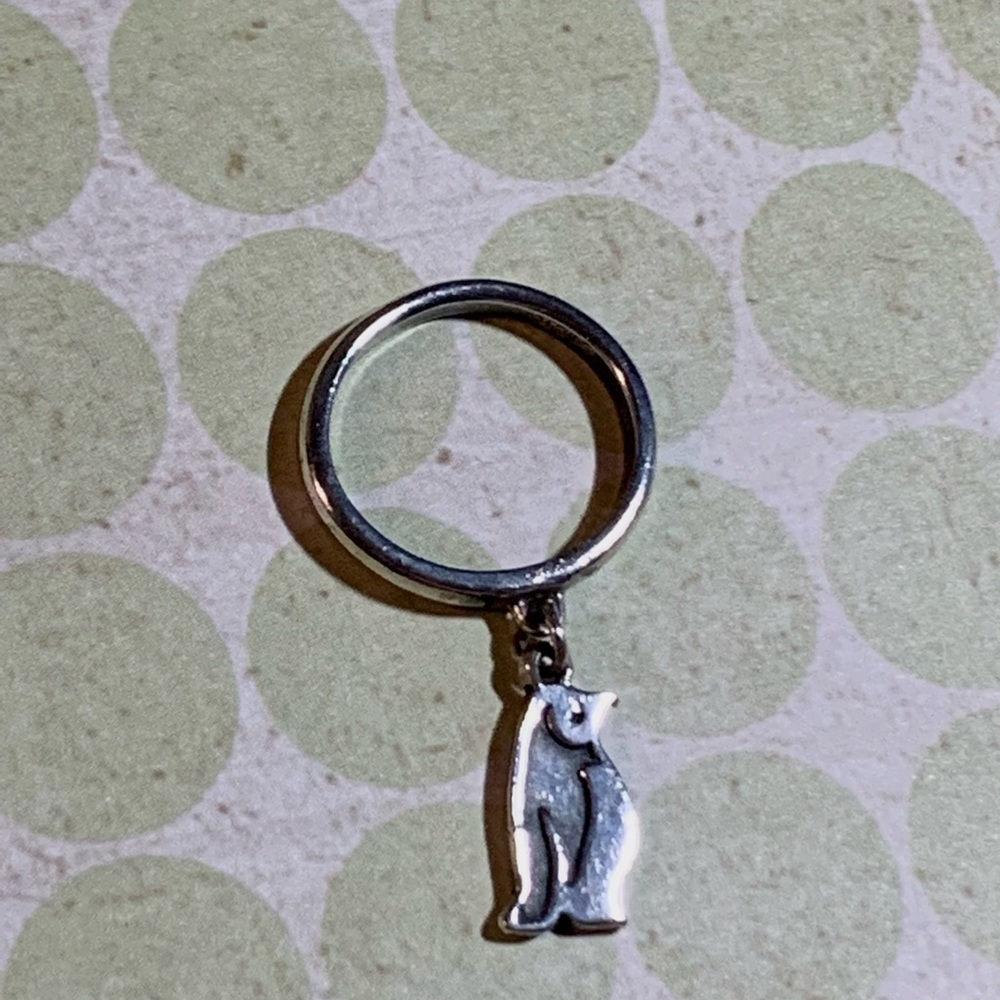RETIRED James Avery Sterling Silver Penguin Dangle Ring - Picture 2 of 7